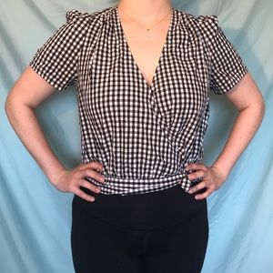 Black and white gingham blouse from Madewell L